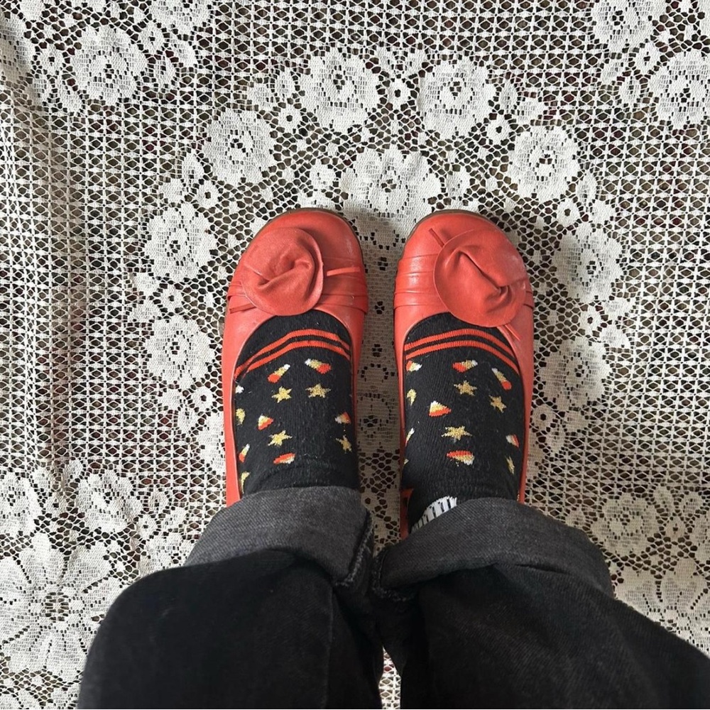 Born Orange Leather Flats
